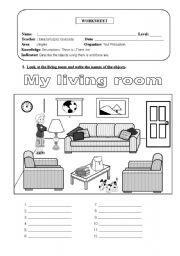 English Worksheet: My living room