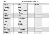 English worksheet: Math Sightword Vocabulary Sheet J
