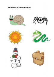 English Worksheet: Pictures to learn sound /s/