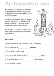 English Worksheet: An Important Job - Reading Comprehension