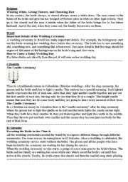 English Worksheet: marriage ceremonies