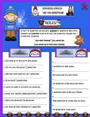 English Worksheet: REPORTED SPEECH (YES/NO QUESTIONS)