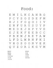English Worksheet: food puzzle