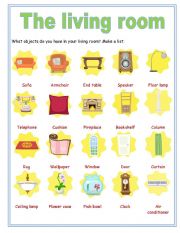 English Worksheet: Objects in the Living Room