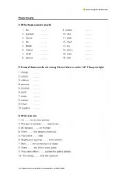 English worksheet: Exercise of plural Nouns