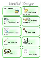 English Worksheet: Worksheet of useful things