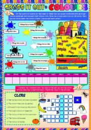 English Worksheet: CROSS IT OUT: COLOURS