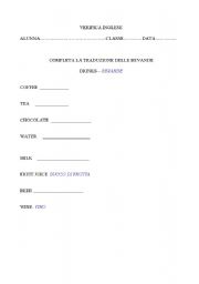 English Worksheet: drinks