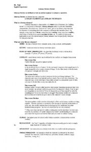 English Worksheet: Literary elements sheet