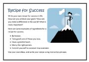 English Worksheet: Recipe for Success