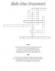 English Worksheet: Main Idea Crossword
