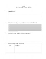 English Worksheet: Propaganda in World War I