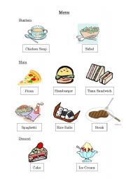 English Worksheet: How to order food in a restaurant