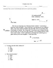 English Worksheet: Friendly Letter test