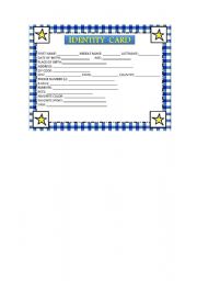 English worksheet: Identity Card 