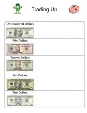 English Worksheet: Money Trading Game