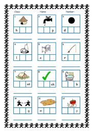 English Worksheet: CVC Frame with Answers (Short Vowels and Consonant t&d); Short Vowels