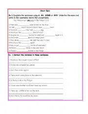 English Worksheet: Use a, an, some, any. Countable, uncountable. 