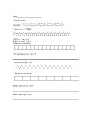 English Worksheet: Colors and Shapes 
