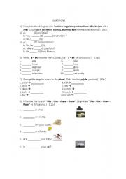 English worksheet: EXAM FOR BEGINNERS