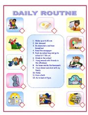 English Worksheet: DAILY ROUTINE ACTIVITY
