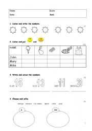 English worksheet: Happy street 1 - Test Paper