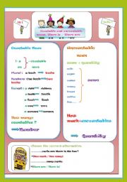 English Worksheet: Countable and uncountable nouns