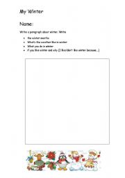 English Worksheet: My Winter