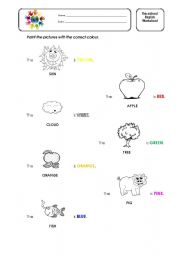 English Worksheet: Colours