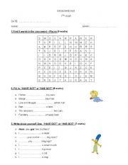 English worksheet: English exam