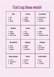 English Worksheet: Jobs - Taboo