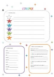 English Worksheet: Exercises about colours