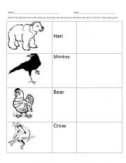 English worksheet: Omnivores - match the following