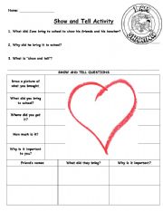 English worksheet: Show and Tell