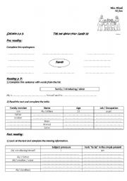 English Worksheet: tell me about your family