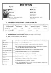 English Worksheet: Identity card: who was Rosa Parks?