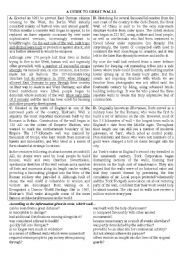 English Worksheet: GREAT WALLS