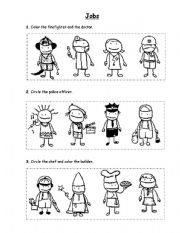 English Worksheet: Jobs for coloring