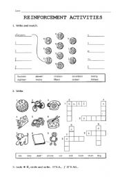 English Worksheet: REINFORCEMENT ACTIVITIES