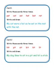 English Worksheet: write and draw cards