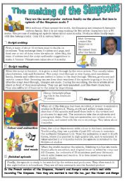 the making of the Simpsons. Reading activity ( First part 1/2)