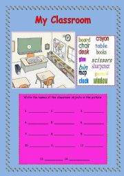 English Worksheet: Classroom objects