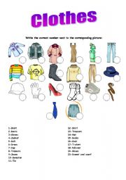 Clothes vocabulary - ESL worksheet by triskelle84