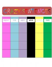 English Worksheet: CRAZY SENTENCES DICES