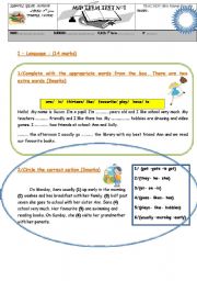 English Worksheet: mid term test for 7th form