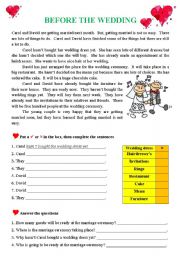 English Worksheet: Before the Wedding