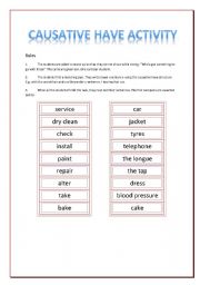 English Worksheet: Causative Have Activity