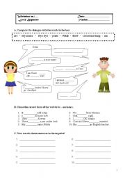 English Worksheet: greetings and TO BE