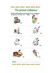 English Worksheet: present continuous - affirmative and negative form 