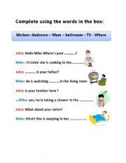 English Worksheet: dialogue about your house